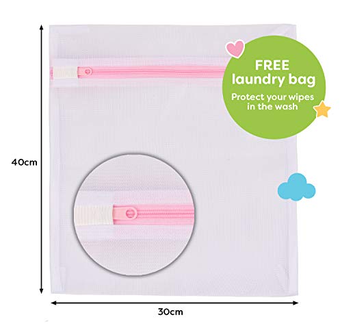 20-Pack Reusable Microfiber Baby Wipes with Laundry Bag