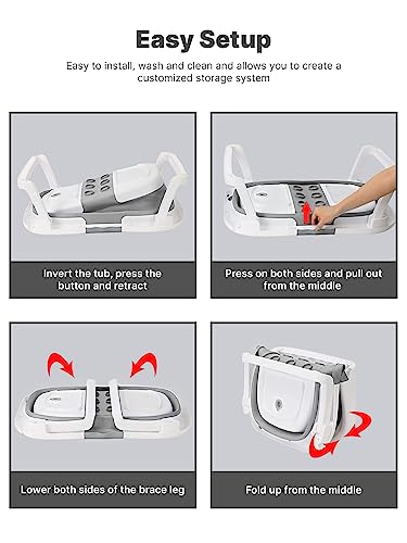 ADOV Baby Bath Tub: Collapsible, Grey, Thermometer & Cushion
