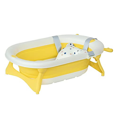 HOMCOM Foldable Baby Bathtub Set - Yellow