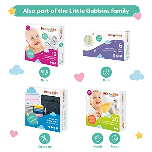 Little Gubbins Cotton Terry Baby Wipes | 20 Pack Reusable Towelling Cloths