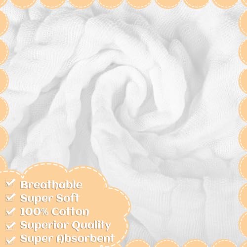 Soft Muslin Cloths for Baby, 8-Pack, White
