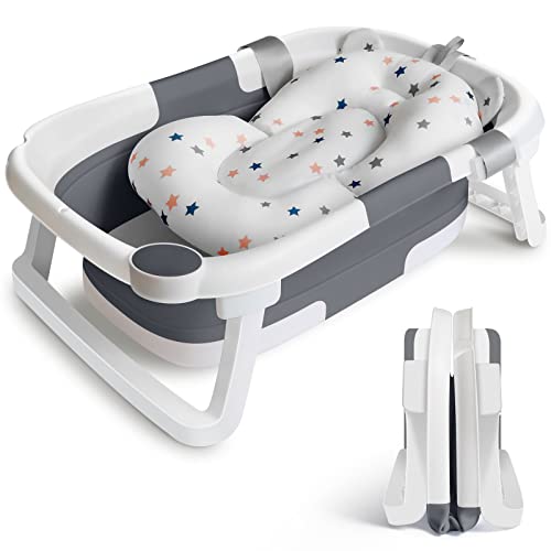 Foldable Baby Bath Tub with Support Cushion