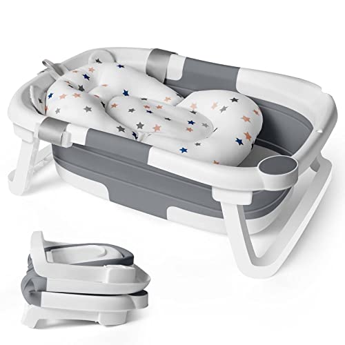 Foldable Baby Bath Tub with Seat Support, Portable
