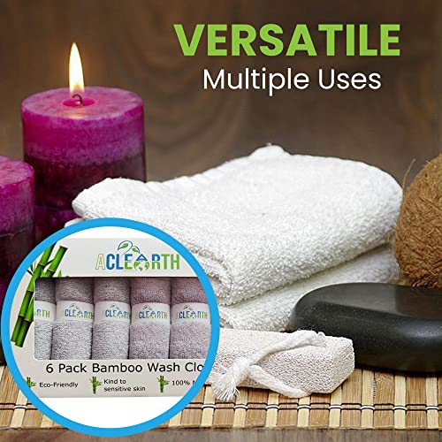 ACLEARTH® Grey Bamboo Wash Cloths (6 pc)