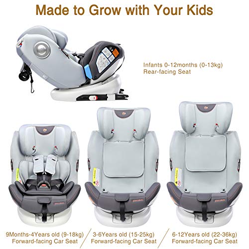 360° Rotating Baby Car Seat for 0-12 Years - Black