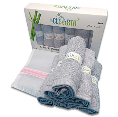 ACLEARTH® Grey Bamboo Wash Cloths (6 pc)
