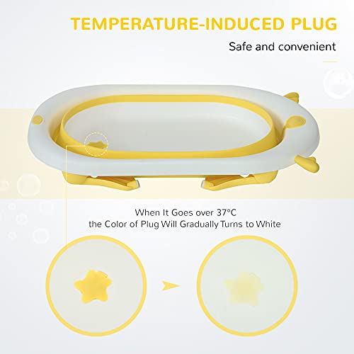 HOMCOM Foldable Baby Bathtub Set - Yellow