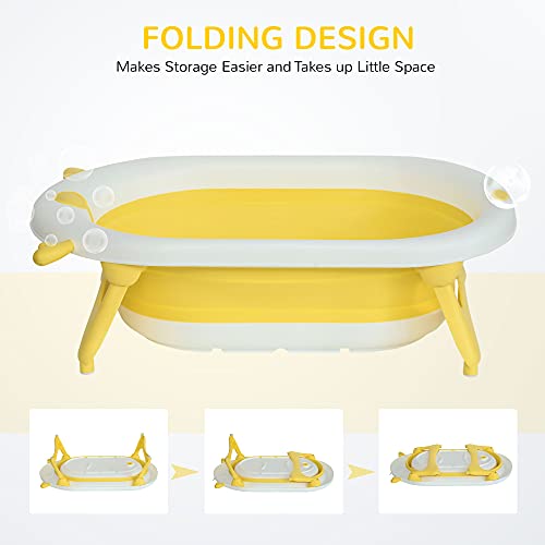 HOMCOM Foldable Baby Bathtub Set - Yellow