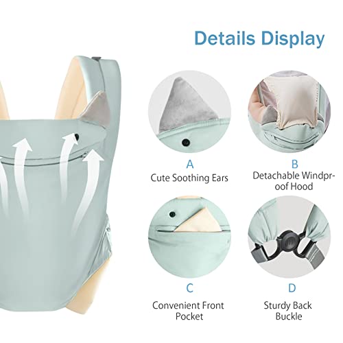 SONARIN 4-in-1 Soft Cotton Baby Carrier, Breathable & Lightweight