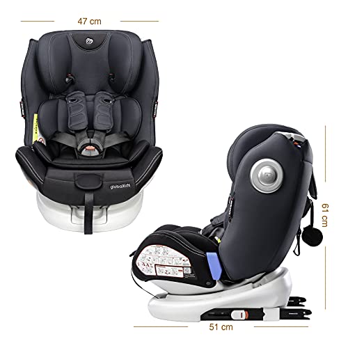 360° Rotating Baby Car Seat for 0-12 Years - Black