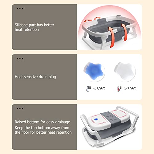Foldable Baby Bath Tub with Seat Support, Portable