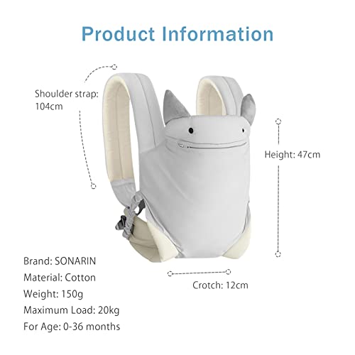 SONARIN 4-in-1 Soft Cotton Baby Carrier, Breathable & Lightweight