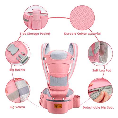 Ergonomic Baby Carrier with Hip Seat, Lightweight & Breathable