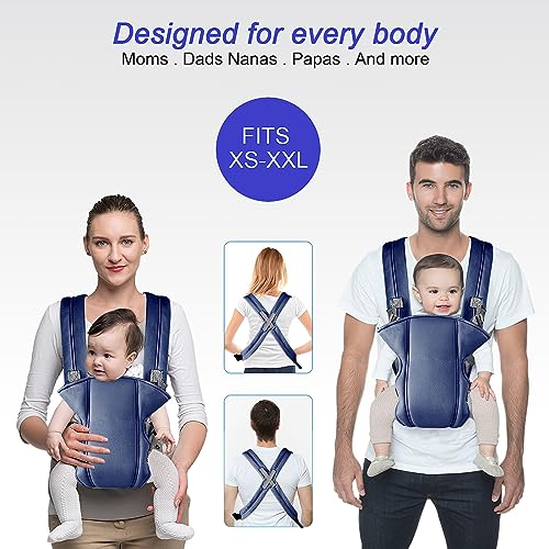 Adjustable Baby Carrier with Breathable Mesh - Navy Blue