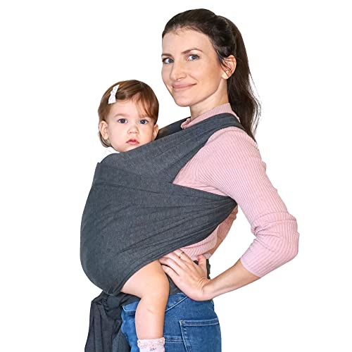 MaiaBoo Stretchy Baby Wrap Sling, Grey - Newborn to 35 lbs