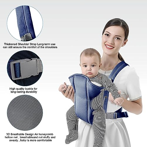 Adjustable Baby Carrier with Breathable Mesh - Navy Blue