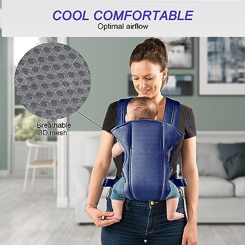 Adjustable Baby Carrier with Breathable Mesh - Navy Blue