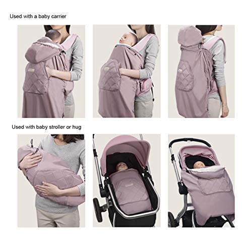 Bebear Universal Winter Hoodie Baby Carrier Cover (Army Pink)