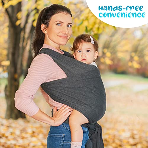 MaiaBoo Stretchy Baby Wrap Sling, Grey - Newborn to 35 lbs