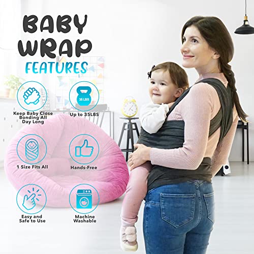MaiaBoo Stretchy Baby Wrap Sling, Grey - Newborn to 35 lbs