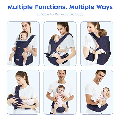 Breathable Baby Carrier with Hip Seat, 3-in-1