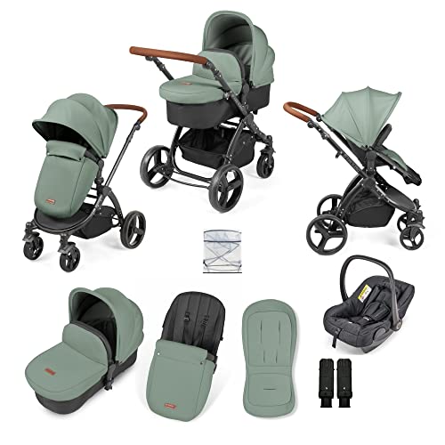 Ickle Bubba Stomp Urban 3 in 1 baby travel system - Matte Black/Sage Green/Tan