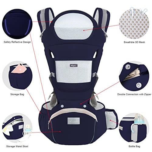 IULONEE Baby Carrier with Hip Seat - Dark Blue