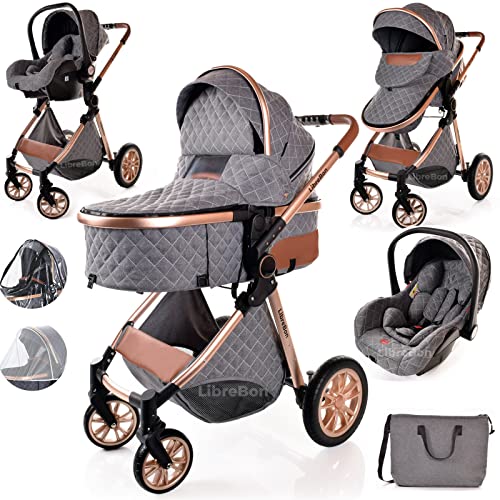 Baby 3-in-1 Lightweight Stroller - Grey/Rose Gold