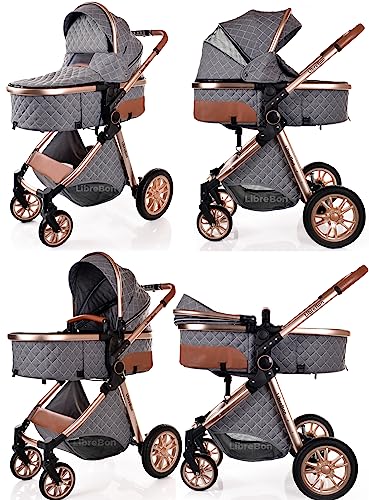 Baby 3-in-1 Lightweight Stroller - Grey/Rose Gold