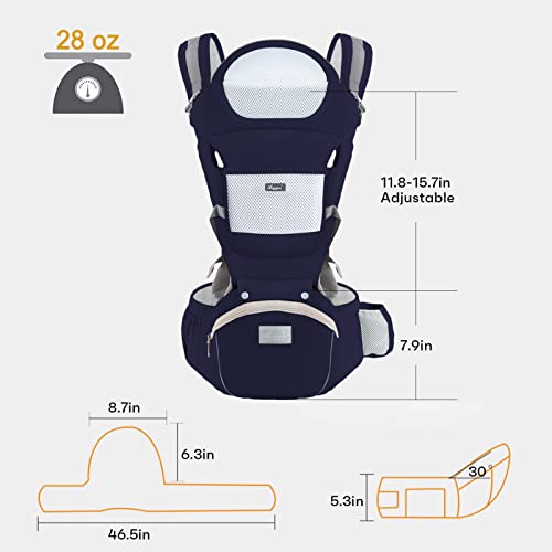 IULONEE Baby Carrier with Hip Seat - Dark Blue