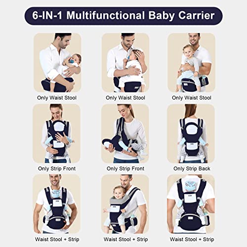IULONEE Baby Carrier with Hip Seat - Dark Blue