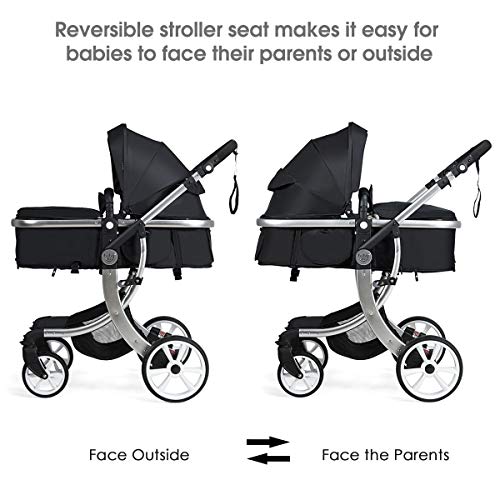 COSTWAY Baby Pushchair, Foldable Infant Stroller, Convertible Buggy