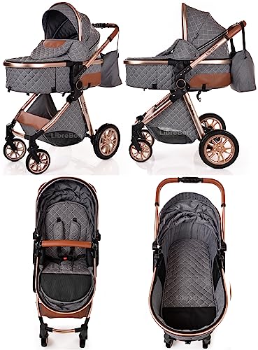 Baby 3-in-1 Lightweight Stroller - Grey/Rose Gold