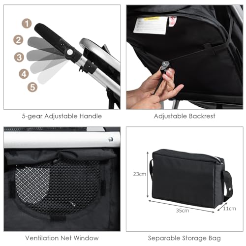COSTWAY Baby Pushchair, Foldable Infant Stroller, Convertible Buggy