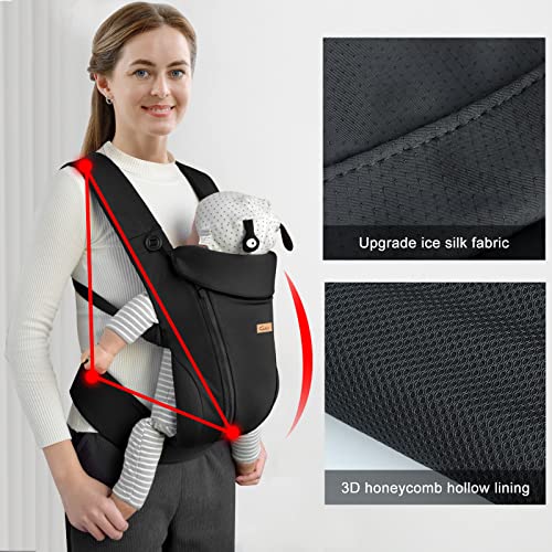 CUBY Easy Breathable Baby Carrier, Adjustable, Black