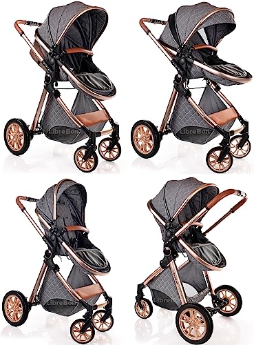 Baby 3-in-1 Lightweight Stroller - Grey/Rose Gold