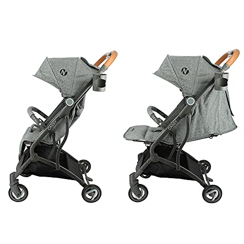 Compact Gray Cassy Stroller, Folds with One Hand