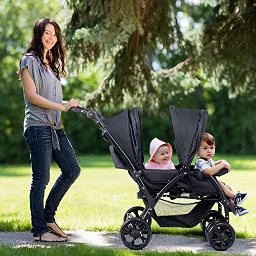 Maxmass Double Seat Baby Stroller - Black