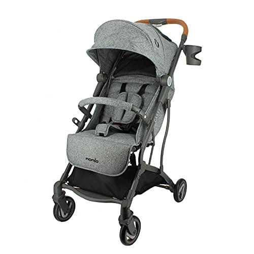 Compact Gray Cassy Stroller, Folds with One Hand