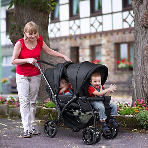 Maxmass Double Seat Baby Stroller - Black