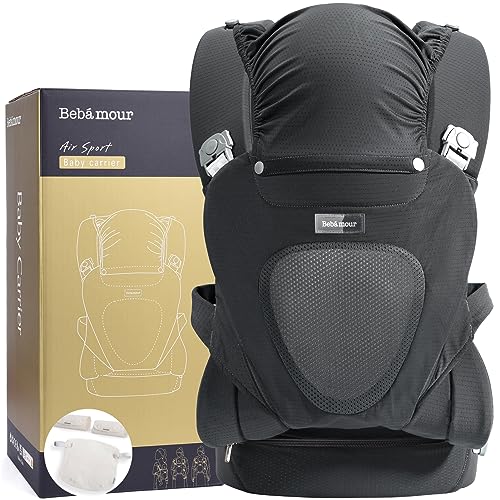 Bebamour Baby Carrier Front and Back with Accessories, Black