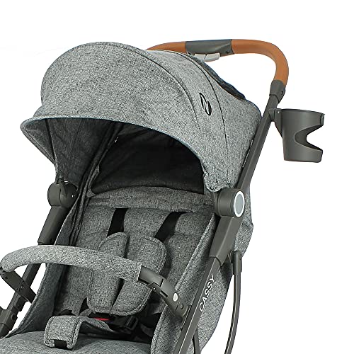 Compact Gray Cassy Stroller, Folds with One Hand