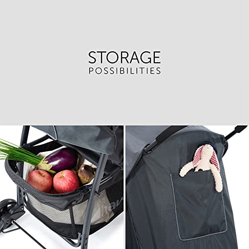 Hauck Lightweight Pushchair: Compact, Reclining, XL Basket, Sun Canopy (Grey)
