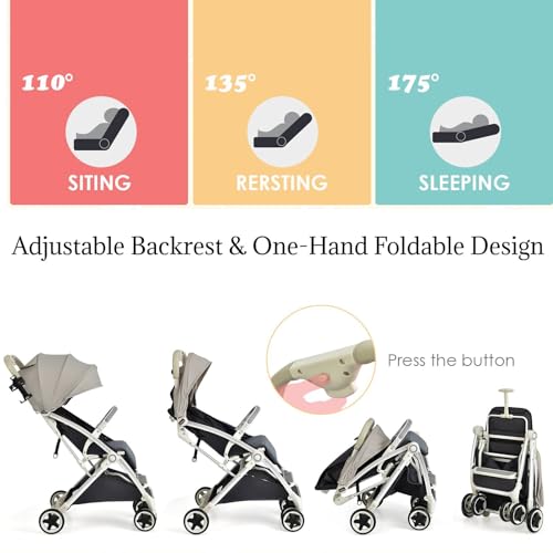 Foldable Baby Stroller with Adjustable Canopy, Lightweight