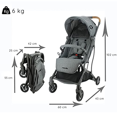 Compact Gray Cassy Stroller, Folds with One Hand