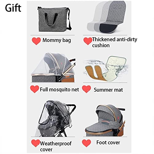 TUCY 3-in-1 Foldable Baby Stroller with Footmuff