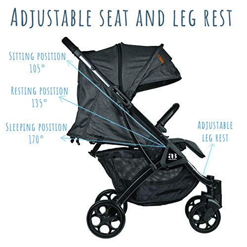 Amababy Lightweight Travel Stroller, Fully Reclining Seat (Dark Grey)