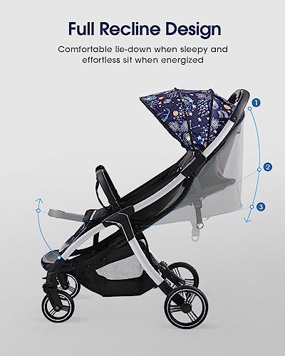 Sivio Aluminum Frame Baby Stroller: Multiposition Recline