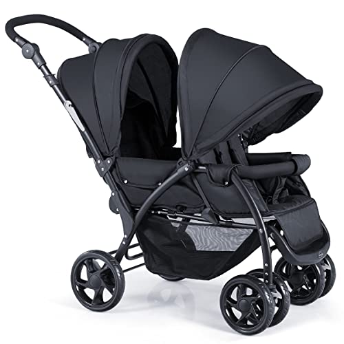 Maxmass Double Seat Baby Stroller - Black