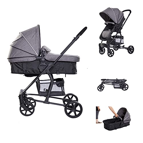 Foldable Buggy Stroller with Reversible Seat, 3-Position Recline